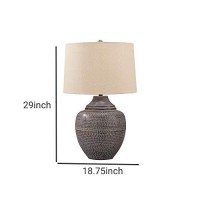 Benjara Metal Table Lamp With Urn Shape Base, Brown