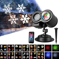 Yinrunx Pattern And Water Wave Dual Tubes Led Projector Lights 12 Slides Remote Control Waterproof Landscape Lights For Indoor Outdoor Party Easter Halloween Christmas Decorations (A)