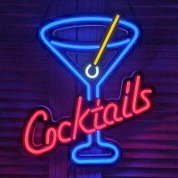 Ultrathin Led Neon Sign Art Wall Lights For Bedroom Windows Glass Hotel Pub Cafe Wedding Birthday Party Gifts (Cocktails Cup)