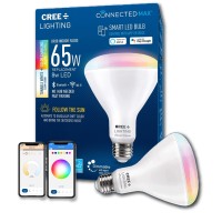 Cree Lighting Connected Max Smart Led Bulb Br30 Indoor Flood Tunable White + Color Changing, 2.4 Ghz, Compatible With Alexa And Google Home, No Hub Required, Bluetooth + Wifi, 4Pk