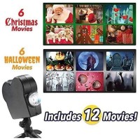 Wangmin Christmas Halloween Window Projector Light Wall Spotlights, 12 Fx Animated Movies Projection, Festival Decoration For Home Outdoor Party Garden, Turns Your Windows Into Movie Screens