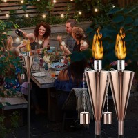 Fab Based 2 Pack Oil Torch Lamp Torch Citronella Torches Outdoor Backyard Torches For Patiolawngardenoutdoor Rose Golden