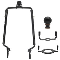 7 8 9 10 Inch Lamp Shade Harp Holder,Adjustable Lamp Harp Kit,Fit Both Standard Lamp Rod And E26 Light Base Uno Fitter Adapter,With 2 Shade Attaching Finial Top (Black Color - 1 Set)