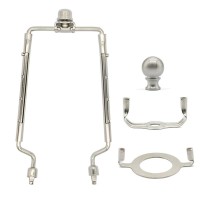 7 8 9 10 Inch Lamp Shade Harp Holder,Adjustable Lamp Harp Kit,Fit Both Standard Lamp Rod And E26 Light Base Uno Fitter Adapter,With 2 Shade Attaching Finial Top (Silver Color - 1 Set)