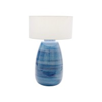 Benjara Metal Table Lamp With Curved Vase Design Base, Blue