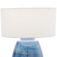 Benjara Metal Table Lamp With Curved Vase Design Base, Blue