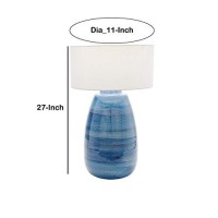 Benjara Metal Table Lamp With Curved Vase Design Base, Blue