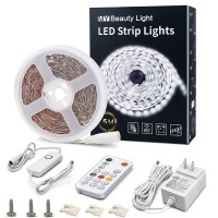 My Beauty Light Led Strip Lights White,16.4Ft Dimmable Led Light Strip With Rf Remote,300 Bright 6500K 2835 Leds,Plug-In Adhesive Rope Lights With Timing Mode For Living Room Bedroom Kitchen Cabinet