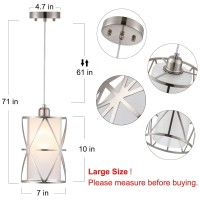 Zlierop Modern Pendant Lights With Frosted Glass Brushed Nickel Pendant Light Fixtures Cylindrical Pendant Lights Kitchen Isla