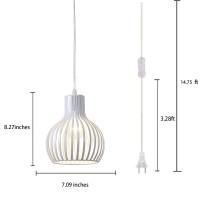 Riomasee Industrial Plug In Pendant Lighting Metal Wire Cage Hanging Light Fixture With 1427 Ft Hanging Cord And Onoff Switch