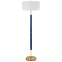 Hennhart 2Light Floor Lamp With Fabric Shade In Bluebrasswhite Floor Lamp For Home Office Bedroom Living Room