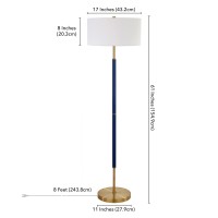 Hennhart 2Light Floor Lamp With Fabric Shade In Bluebrasswhite Floor Lamp For Home Office Bedroom Living Room