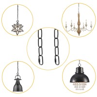 Ecudis 20 Feet Black Pendant Light Fixture Chain, Lighting Hanging Chain Extension With Connection Locks, Lighting Chain Replacement For Chandelier, Plants, Fruit Basket (Black Finish)