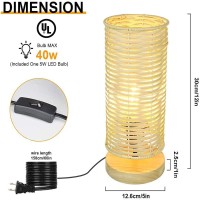 Dllt Bedside Table Lamp, Simple Led Desk Lamp Rubber Wood Nightstand Lamp With Round Rattan Shade For Kids Room, College Dorm, Living Room, Bedroom, Coffee Table, Bookcase, Study (E26 Bulb Included)