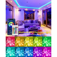 Gupup 25 Ft Led Strip Lights,Bluetooth Led Lights For Bedroom, Color Changing Light Strip With Music Sync, Phone Controller And Ir Remote(App+Remote +Mic).