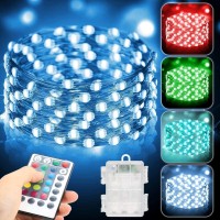 Anjaylia 50 Led Fairy Lights Battery Operated String Lights Multi Colored Twinkle Lights With Remote For Bedroom Party Hallowee