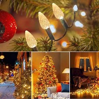 Kouqiya Battery Operated String Lights, C6 50 Led Waterproof Christmas Lights Outdoor Cone-Shaped Mini Lights With 8 Modes For Xmas Tree Garden Patio Wedding Party Decor (Warm White)