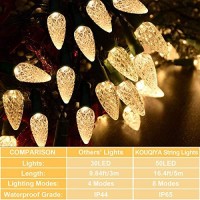 Kouqiya Battery Operated String Lights, C6 50 Led Waterproof Christmas Lights Outdoor Cone-Shaped Mini Lights With 8 Modes For Xmas Tree Garden Patio Wedding Party Decor (Warm White)