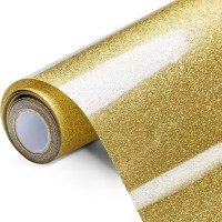 Gold Glitter Htv Heat Transfer Vinyl Roll - 12In X 10Ft Iron On Vinyl For Cricut Silhouette Easy To Cut Weed For Shirts Gifts