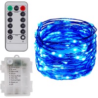 Twinkle Star Christmas Copper Fairy Lights Battery Operated, 33Ft 100 Led Waterproof Silver Wire String Light, Remote 8 Modes Indoor Outdoor Xmas Tree Wedding Party Decorations, Warm White, 1 Pack