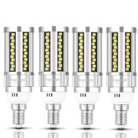 Dragonlight 15W Super Bright Corn Led Light Bulbs (150 Watt Equivalent) - E12 Small Base Led Candelabra Lamp - 6000K Daylight 1,800 Lumens Non-Dimmable Led Chandelier Bulb, Pack Of 4