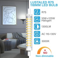 Lustaled R7S Led Bulb 118Mm 10W 1300Lm Day Light 6000K 110130V J118 J Type Linear Double Ended 100W Halogen Equivalent For Floo