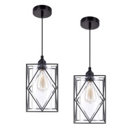 Hmvpl Farmhouse Pendant Light Fixtures, Set Of 2 Black Farmhouse Hanging Chandelier Lights With Glass Shade, Mini Industrial Ceiling Lamp For Kitchen Island Dining Room Over Sink Hallway Bedroom