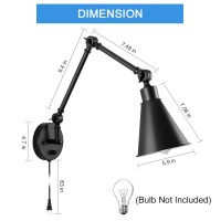 Eteli Wall Sconce Plug In Wall Light Fixtures Swing Arm Wall Lamp Set Of 2 Industrial Dimmable Adjustable Black Wall Sconce For Home Decor Bedroom Bedside Bathroom Reading