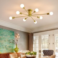 Garwarm 8Light Sputnik Ceiling Light Modern Semi Flush Mount Ceiling Light Mid Century Gold Chandelier Pendant Lighting For Kit