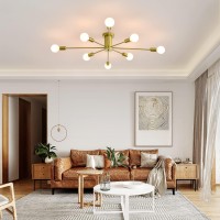 Garwarm 8Light Sputnik Ceiling Light Modern Semi Flush Mount Ceiling Light Mid Century Gold Chandelier Pendant Lighting For Kit