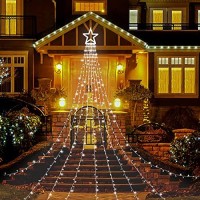 (Upgraded) Funiao Christmas Decoration Outdoor Star String Lights, 320 Led Christmas Tree Topper Lights With 12