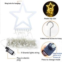 Funiao Outdoor Christmas Decoration Star String Lights 320 Led Waterfall Christmas Tree Lights Indoor Outside Decoration Christmas Star Lights For Party, Yard, Garden, Holiday, Home Decor (Warm White)