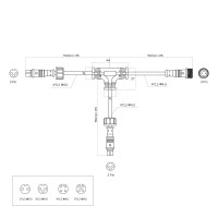 Btf-Lighting 5 Pcs 3 Core 3 Pin Black Plastics Ip65 T Shape Tee Connctor 1 Male Ends 2 Female End 22Awg 15Mm Nut Support 3 Pin Small Size Connector