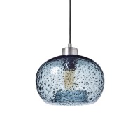 Trustwoods Hand Blown Glass Pendant Light For Kitchen Island Sink Restaurant Farmhouse, Grey Blue, Brushed Nickel