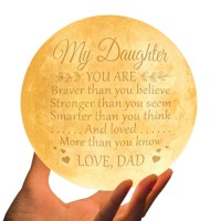 Doptika Engraved Moon Lamp - Daughter Gifts From Dad - Birthday Gifts For Daughter - To My Daughter - Daughter Gifts - Gifts For Daughter - Inspirational Gifts For Women Night Light