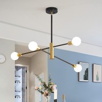 Deyidn Sputnik Chandelier Mid Century Modern Industrial E26 Pendant Lighting Chandeliers Ceiling Light Fixture Black And Gold Light For Living Room,Kitchen,Bedroom,Dining Room And Farmhouse