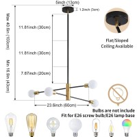 Deyidn Sputnik Chandelier Mid Century Modern Industrial E26 Pendant Lighting Chandeliers Ceiling Light Fixture Black And Gold Light For Living Room,Kitchen,Bedroom,Dining Room And Farmhouse