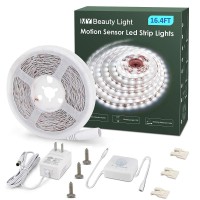 My Beauty Light Motion Activated Led Strip Lights, 16.4Ft Led Light Strip With Day Or Night 2 Lighting Modes, 3 Timing Off Modes, Bright White 12V Plug-In Led Rope Lights For Under Cabinet, Kitchen