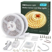 My Beauty Light Motion Activated Led Strip Lights, 32.8Ft Led Light Strip With Day Or Night 2 Lighting Modes,3 Timing Off Modes,Warm White 12V Plug-In Led Rope Lights For Under Cabinet,Kitchen,Stair