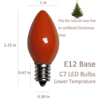 Romasaty 25 Pack C7 Led Multi-Color Christmas Replacement Bulbs C7 Ceramic Outdoor String Light Replacement Led Bulbs, C7/E12 Candelabra Base, 0.6 Watt