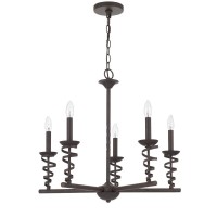 60W X 5 Forbach Metal Chandelier Edison Bulbs Are Included Texture Black