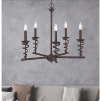 60W X 5 Forbach Metal Chandelier Edison Bulbs Are Included Texture Black