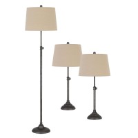 This coordinating contemporary style candlestick lamp set is a great addition to your home of office It features a mattadjustable floor lamp which can be adjusted the lamp height from 56 to 65 and two matching table lamps which can be adjusted from 25 to 