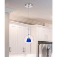 Add a pop of color to your space with this LED Double Glass Mini Pendant Light It features a bullet head amber tone outer glass embellished by a brightly colored inner glass The pendant ships complete with six feet of cord and matching canopy