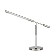 Auray Integrated Led Desk Lamp With 2 Usb Charing Ports 780 Lumen 3000K On Off Rocker Switch At Base Brushed Steel