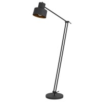 60W Davidson Metal Floor Lamp With Weighted Base Adjustable Upper And Lower Arms On Off Socket Switch Matte Black