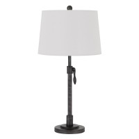 This industrial style candlestick lamp is a great addition to your home of office It features a lever style adjuster which adjusts the lamp height from 26 to 30 inches which makes it perfect for reading or entertaining Its slender construction also makes 