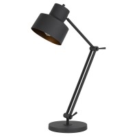 60W Davidson Metal Desk Lamp With Weighted Base Adjustable Upper And Lower Arms On Off Socket Switch Matte Black