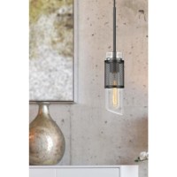 60W Savona Double Layer Glassmetal Mini Pendant With Mesh Metal Shade Edison Bulb Not Included Black