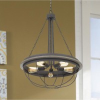 60W X 5 Nixa Metal Chandelier Edison Bulbs Not Included Dove Grey